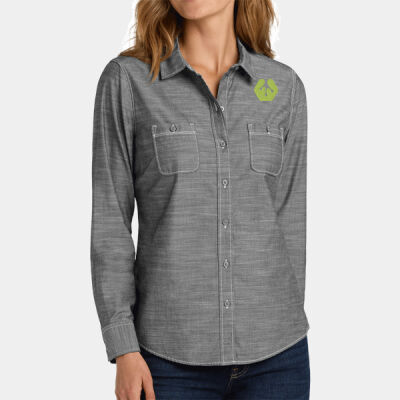 Embroidered front crest icon - Ladies Slub Chambray Shirt Thumbnail