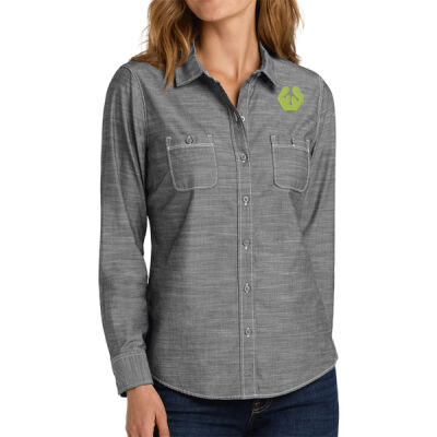 Embroidered front crest icon - Ladies Slub Chambray Shirt Thumbnail