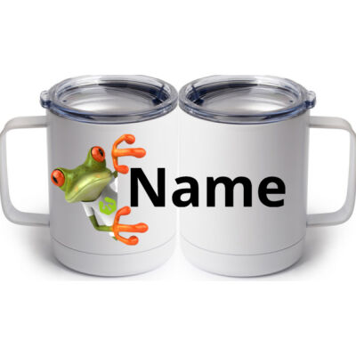 BMS Personalized - 10 oz White Stainless Steel Coffee Mug Thumbnail