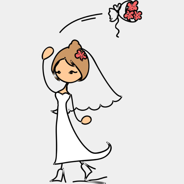 Cartoon Wedding Bride Bouquet Toss 3 Thumbnail